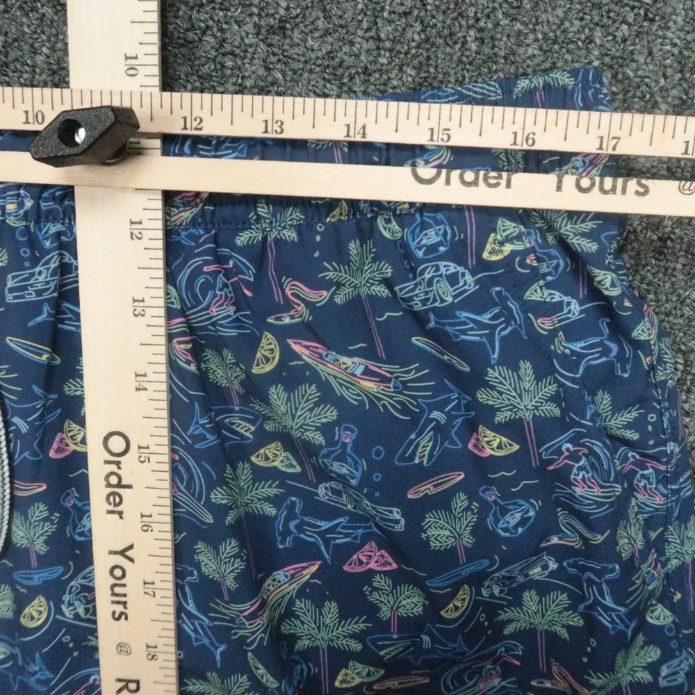 Peter Millar Swim Trunks Mens Extra Large Blue Vintage Neon Print Lined‎ Seaside